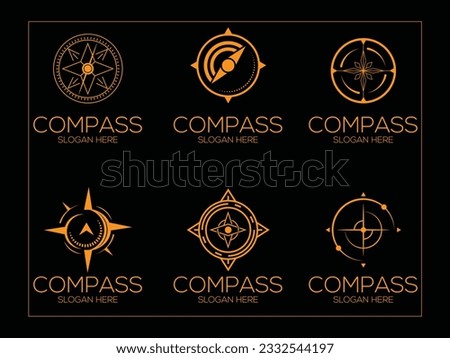 Vintage compass logo design collection Illustration of summer