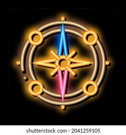 Vintage Compass neon light sign vector. Glowing bright icon Vintage Compass isometric sign. transparent symbol illustration