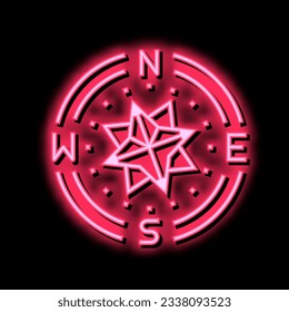 vintage compass neon light sign vector. vintage compass illustration