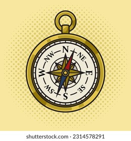 vintage compass pinup pop art retro vector illustration. Comic book style imitation.