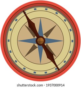 Vector de brújula vintage. Icono de herramienta de viento de rosa retro. Logo de aventura y símbolo de viaje. Elemento de navegación de marinero o pirata aislado sobre fondo blanco