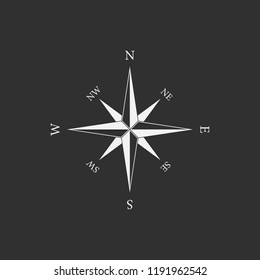 Vintage compass with wind-rose. Isolated on black background. Vector illustration, eps 8.
