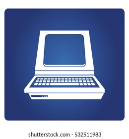 Vintage Computer Icon On Blue Background