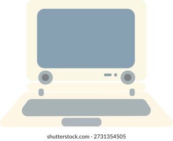 Vintage Computer Illustration Old School Laptop Icon
