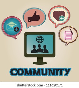 Vintage concept of community with bubbles - vector illustration