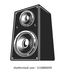 Vintage concert audio loudspeaker template in monochrome style isolated vector illustration