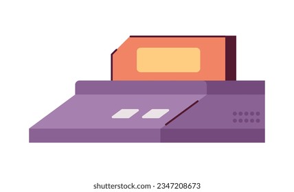 Vintage console for playing games semi flat colour vector object. Retro cartridge with games. Hobby. Editable cartoon clip art icon on white background. Simple spot illustration for web graphic design