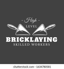 Vintage construction label. Putty knife isolated on black background. Vector illustration