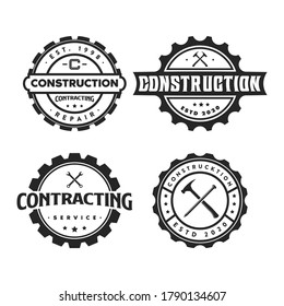 vintage construction logo  icon and illustration