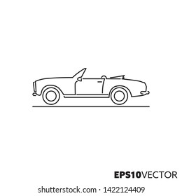 Vintage convertible sports car line icon. Outline symbol of collectors car and automotive design. Classic motor vehicle flat vector illustration.