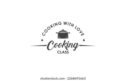 Vintage cooking class and food labels emblems badges logo culinary school cooking courses