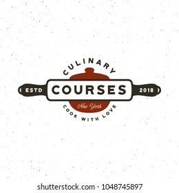 vintage cooking classes logo. retro styled culinary school emblem, badge, design elements, logotype template. vector illustration