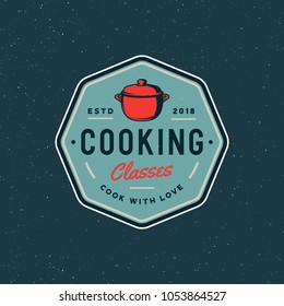 vintage cooking classes logo. retro styled culinary school emblem, badge, design elements, logotype template. vector illustration