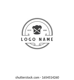 vintage cooking logo with white background Vector illustration