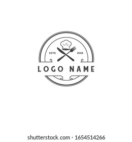 vintage cooking logo with white background Vector illustration