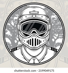 Vintage Cool Biker Illustration. Premium vector