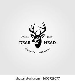 vintage cool deer head logo vector emblem illustration design