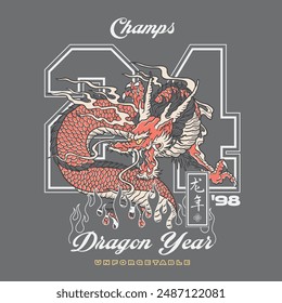 vintage cool dragon team design with numbers