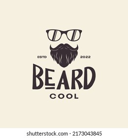 vintage cool man con barba y gafas de sol logo diseño vector símbolo gráfico icono idea creativa
