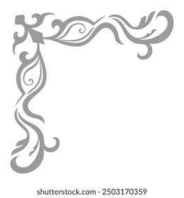 Vintage corner. Abstract pattern. Rolled tree. Gray corner on white background. for decoration