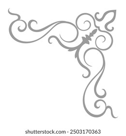 Vintage corner. Abstract pattern. Rolled tree. Gray corner on white background. for decoration