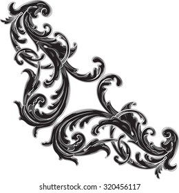 Vintage corner art element on white