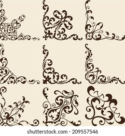Vintage corner art set on beige