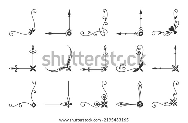 Vintage Corner Border Thin Line Set Stock Vector (Royalty Free ...