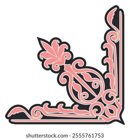 Vintage corner for decorating a brander on a white background.