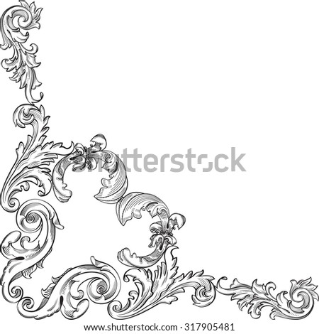 Vintage corner element is on white