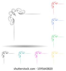 Vintage Corner elements multi color style icon. Simple thin line, outline vector of corner border element icons for ui and ux, website or mobile application