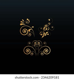 vintage corner floral design ornate luxury gold style 