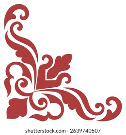 Vintage corner, red corner line for card making, graphic elements