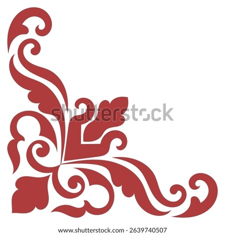 Vintage corner, red corner line for card making, graphic elements