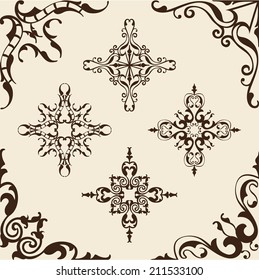 Vintage corner set is on beige