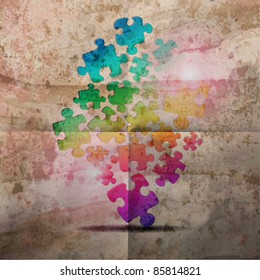 vintage corporate background. abstract puzzle shape colorful vector design