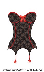 Vintage corset with bows, vector