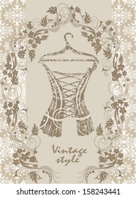 Vintage corset. Post card.