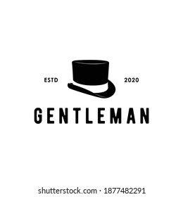 vintage costum beaver hat gentleman logo vector design vector illustrations