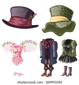 Vintage costume for women and men. Vector.