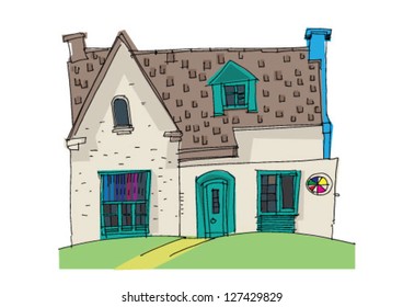 vintage cottage - cartoon