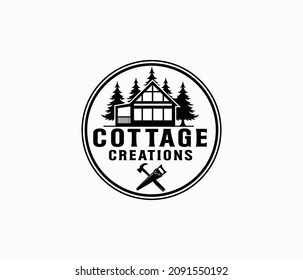 vintage cottage logo design vector 