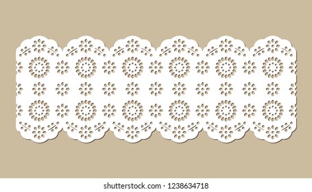 Vintage cotton lace eyelet, decorative fabric border, paper cutout design