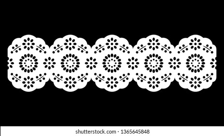 Vintage Cotton Lace Pattern, Decorative Ornament for Fabric Border, Paper Cut Out Design