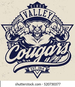 Vintage Cougar Mascot Illustration