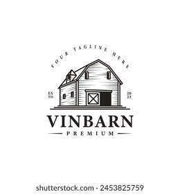 Vintage country barn vector logo design illustration 2 