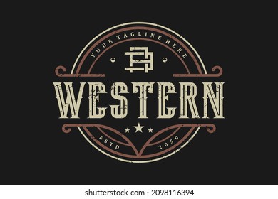 Vintage Country Emblem Typography for Western Bar Restaurant Logo design inspiration