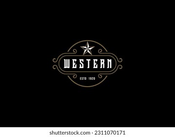 Vintage Country Emblem Typografie für Western Bar Restaurant Logo-Design-Inspiration