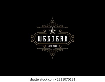 Vintage Country Emblem Typography for Western Bar Restaurant Logo design inspiration