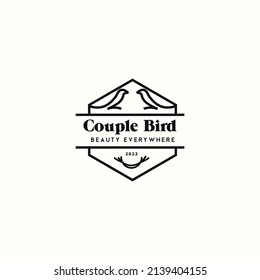 Vintage-Paar Vögel Logo Vektordesign Illustration mit Umriss und moderne Stile. einzigartiges Paar Vogel Logo, Vektordesign-Vorlage einzeln auf weißem Hintergrund.